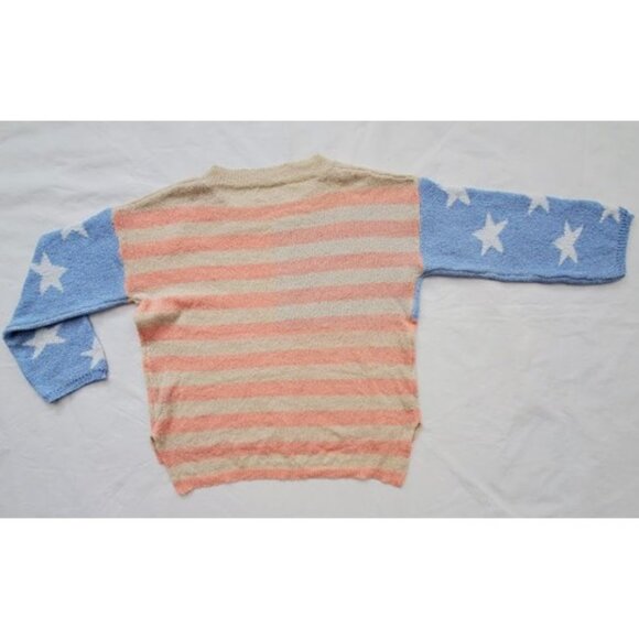 POL Oversize Loose Fit American Flag Lightweight Leisure Sweater Knit Top Size S - Picture 3 of 8